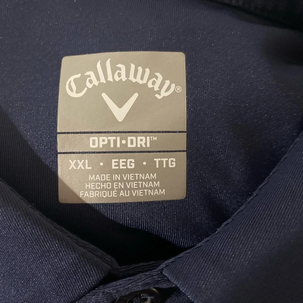 Callaway Opti-Dri Men’s XXL polo shirt golf Navy Blue White striped - Picture 5 of 7